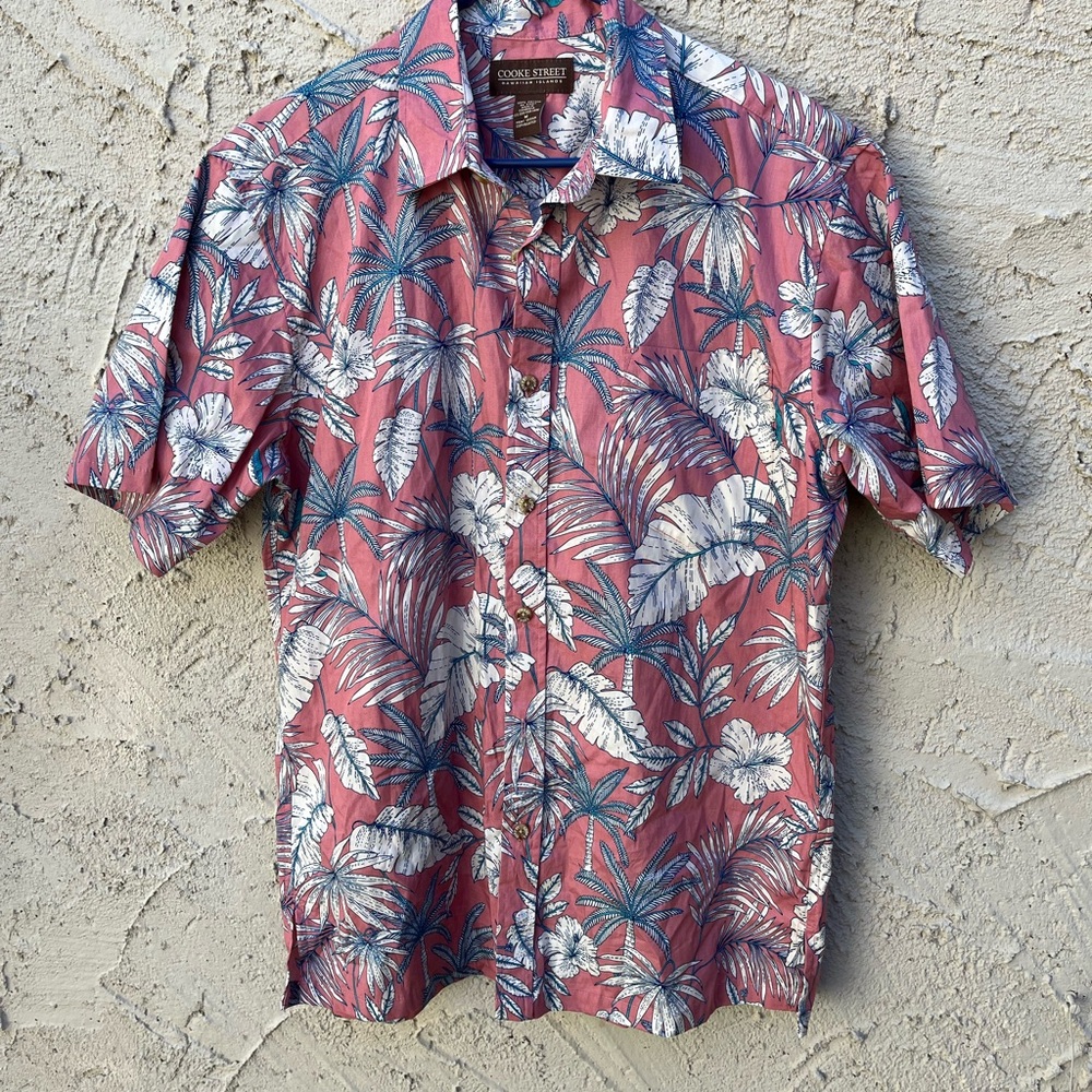 Cooke Street Men's Hawaiian Leaf Print Shirt Medium Excellent